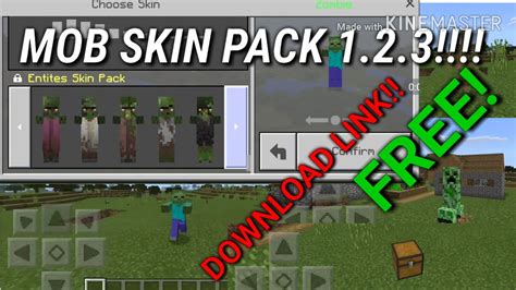 Minecraft Pe 123 Mob Skin Pack Free Youtube