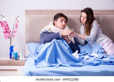 Wife Caring Sick Husband Home Bed Stock Photo Shutterstock