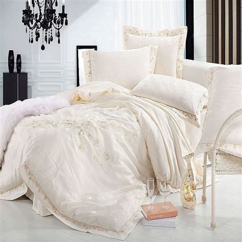 Great savings & free delivery / collection on many items. Luxury Jacquard Silk bedding set queen king size 4pcs ...
