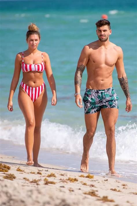 love island couple zara mcdermott and adam collard flaunt bodies on miami beach after she