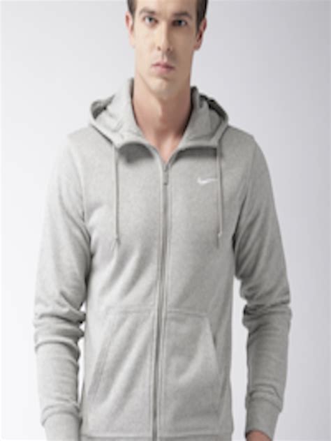 Buy Nike Men Grey Solid As Classic Fz Ft Hooded Sweatshirt