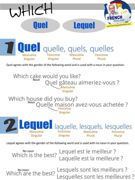 which french: quel vs lequel | French language lessons, French education, French grammar