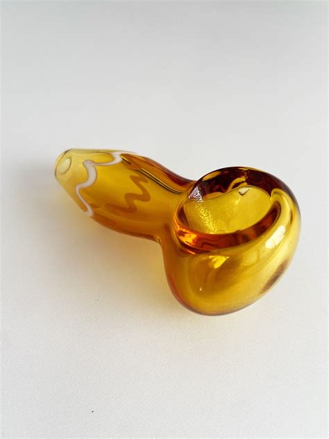 Gold Hand Blown Glass Pipe Spoon Glass Pipe Unique Tobacco Etsy
