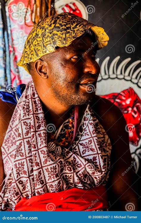 African Male Traditional Healer Known As A Sangoma Or Witch Doctor