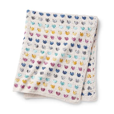 Bernat Heart Stripe Crochet Baby Blanket Version 1 Yarnspirations