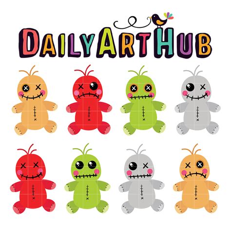 Cute Voodoo Doll Faces Clip Art Set Daily Art Hub Graphics Alphabets And Svg