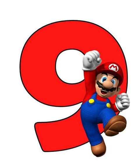The Number Nine With Mario Running In Front Of It
