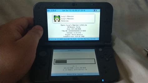 Installing Luigi Mansion 3ds Cia On Nintendo 3ds Xl Using Fbi Rip
