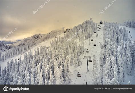 Aerial View Spectacular Ski Slopes Carpathians Mountains Panoramic View