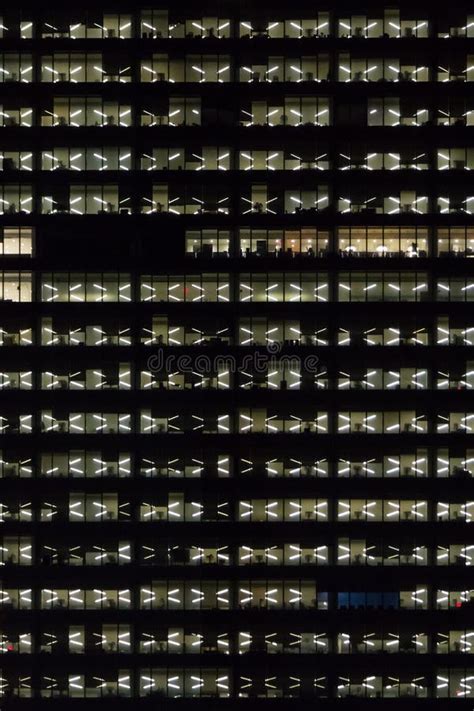 New York City Office Building At Night Stock Image Image Of Offices