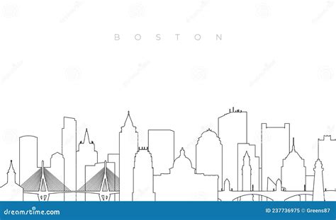 Outline Boston Skyline Stock Vector Illustration Of Background
