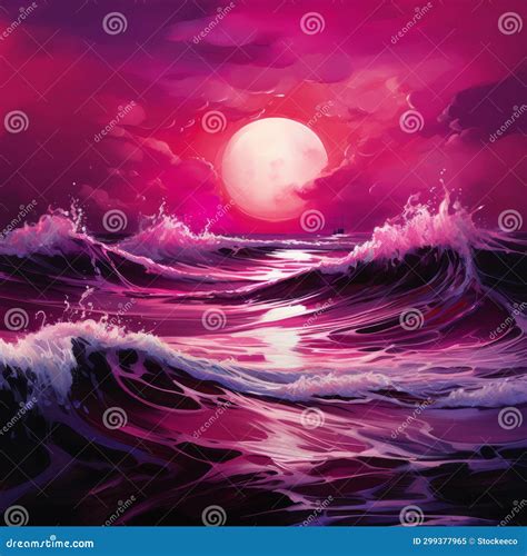 Moonlit Waves A Stunning Digital Illustration Of A Tropical Seascape