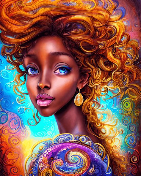Brown Skinned Girl With Long Curly Hair · Creative Fabrica