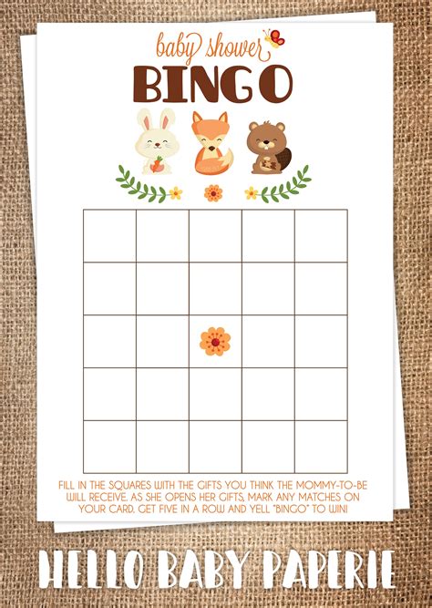 Blank Baby Shower Bingo Template Items Similar To Bingo Cards Blank