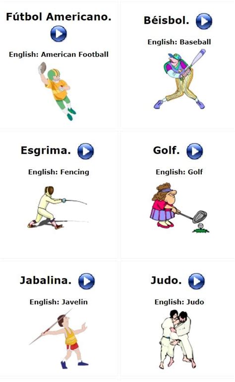 Sports Vocabulary Spanish School Amino