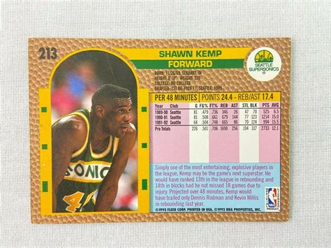 Maybe you would like to learn more about one of these? Shawn Kemp Seattle Supersonics 1992 Fleer Basketball Card ...