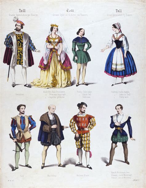 Coloured Print Of Costume Design For Gioacchino Rossinis Opera William