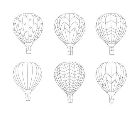 Seis Globos Aerostáticos para colorear imprimir e dibujar