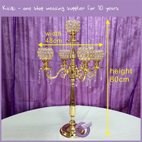 Zt02220 Wholesale Tall Wedding Centerpieces Gold 5 Arms Crystal