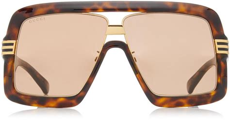 Gucci Velvet Oversized Square Frame Tortoiseshell Injection Sunglasses