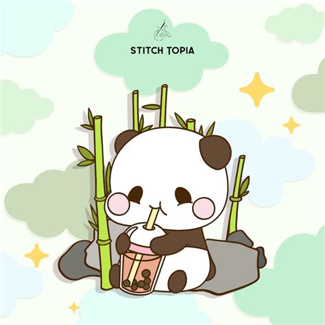 Kawaii Panda Boba Stickers Boba Stickers Bubble Tea Etsy