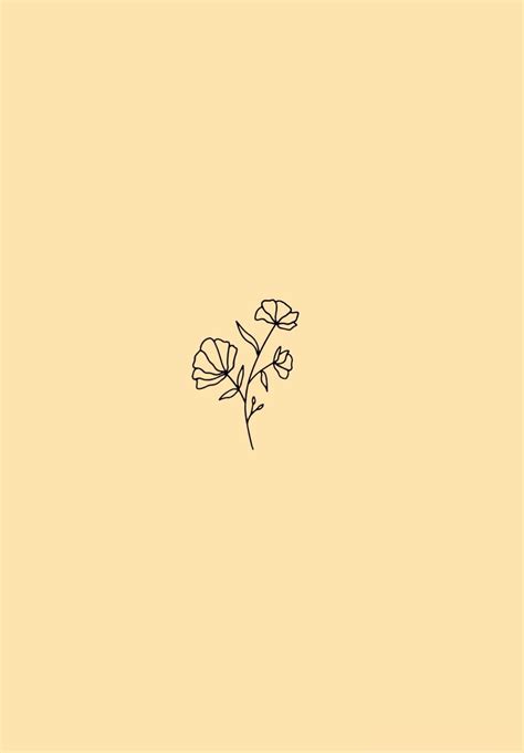 Minimalist Flower Wallpaper Pastel Yellow Background Yellow