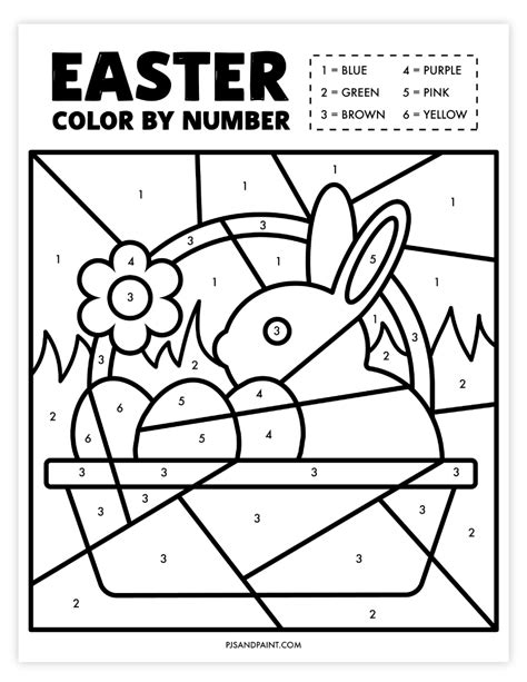 Free Printable Easter Color By Number Worksheet Pjs And Paint