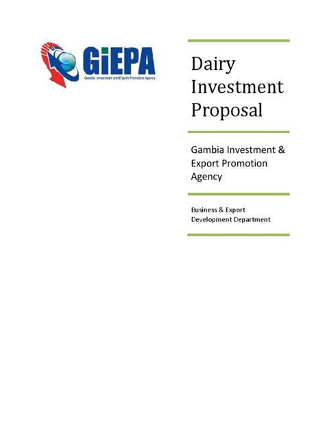 Dairy Investment Proposal Dairy Farming Milk