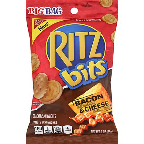 Nabisco Ritz Bits Bacon And Cheese Cracker Sandwiches 3 Oz Bag Snacks