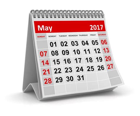 Kalender Maj 2017 Stock Illustrationer Illustration Av Isolerat