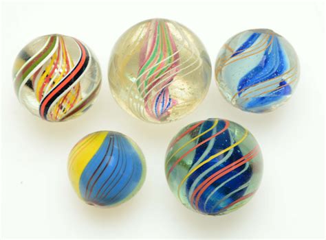 Lot Detail Lot Of 5 Handmade Marbles