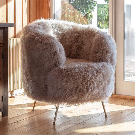 Cream Sheepskin Fur Accent Chair