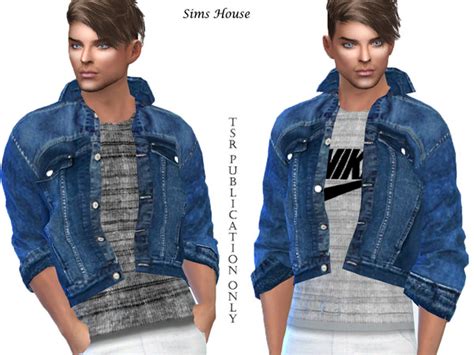 Mens Denim Jacket With A T Shirt By Sims House At Tsr Sims 4 Updates