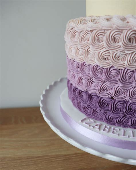 Buttercream Rosette Cake In Purple Ombré Bottom Tier Of A 2 Tier
