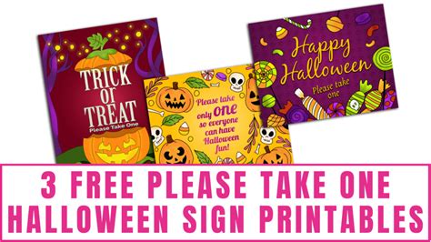 3 Free Please Take One Halloween Sign Printables Freebie Finding Mom