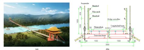 A Long Span Pedestrian Suspension Bridge A The Effect Drawing B