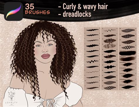 35 Procreate Curls And Waves Hair Brushes Curly Hair Brush Etsy