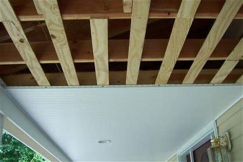 This textured ceiling is often one of the most visible, unbroken surfaces in a room, which makes them even more noticeable than other areas of the same room. Install Vinyl Beadboard Ceiling on Porch