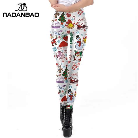 Nadanbao Santa Claus Leggings Women Plus Size Christmas Bell Cake Leggins Festival Elk T