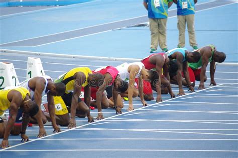 Usain Bolt At 100m Start Line At Rio2016 Olympics Editorial Photography
