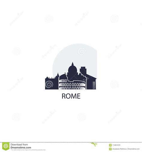 Rome City Skyline Silhouette Vector Logo Illustration Stock Vector