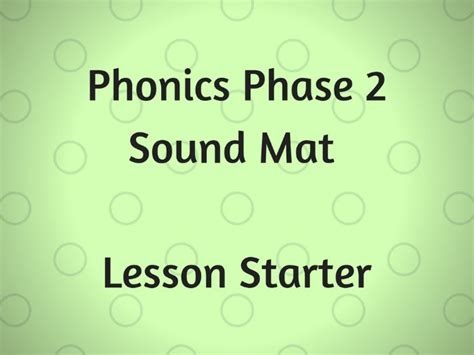 Phonics Phase 2 Sound Mat Lesson Starter Teaching Resources