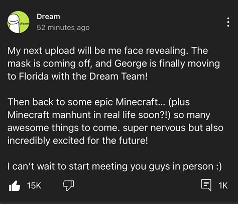 Dream Announces Face Reveal In Upcoming Youtube Video