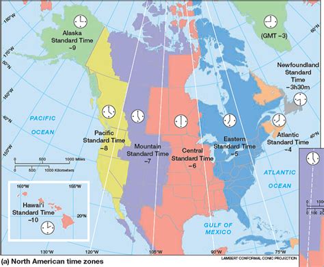 North America Map With Time Zones Cities And Towns Map