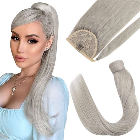 Specisl Ve Sunny Grey Ponytail Extensions Real Human Hair