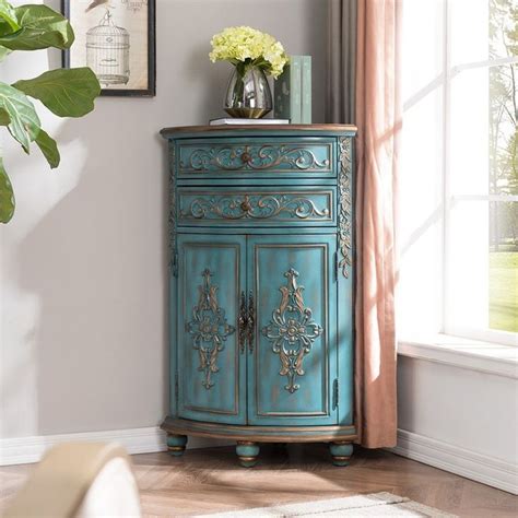 It can be a great spot to store dinnerware or your collection of glass. Adame Antique Corner Cabinet Triangle Storage Cabinet ...