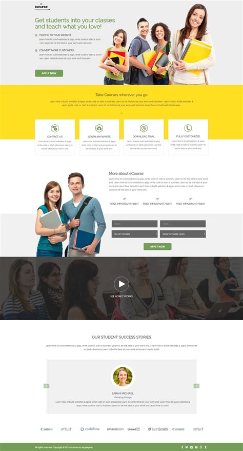 Responsive Html5 E Course Landing Page Design Template To Get The Best