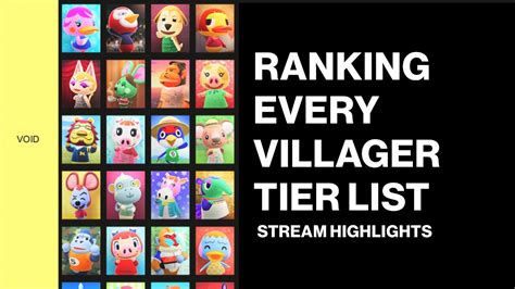 Ranking Every Villager Tier List Stream Highlights Animal Crossing