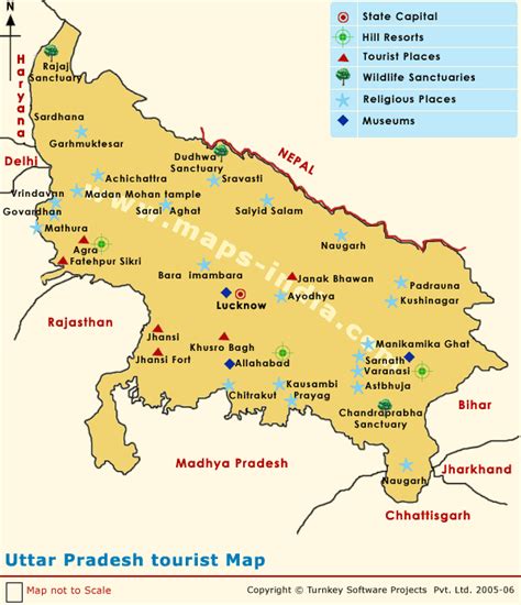 Uttar Pradesh Tourist Maptourist Map Of Uttar Pradesh
