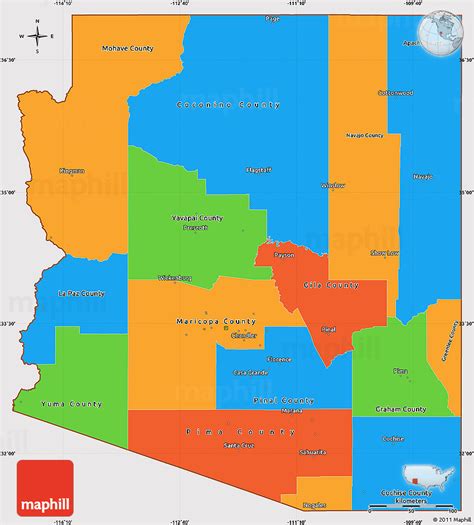 Simple Arizona Map Time Zones Map
